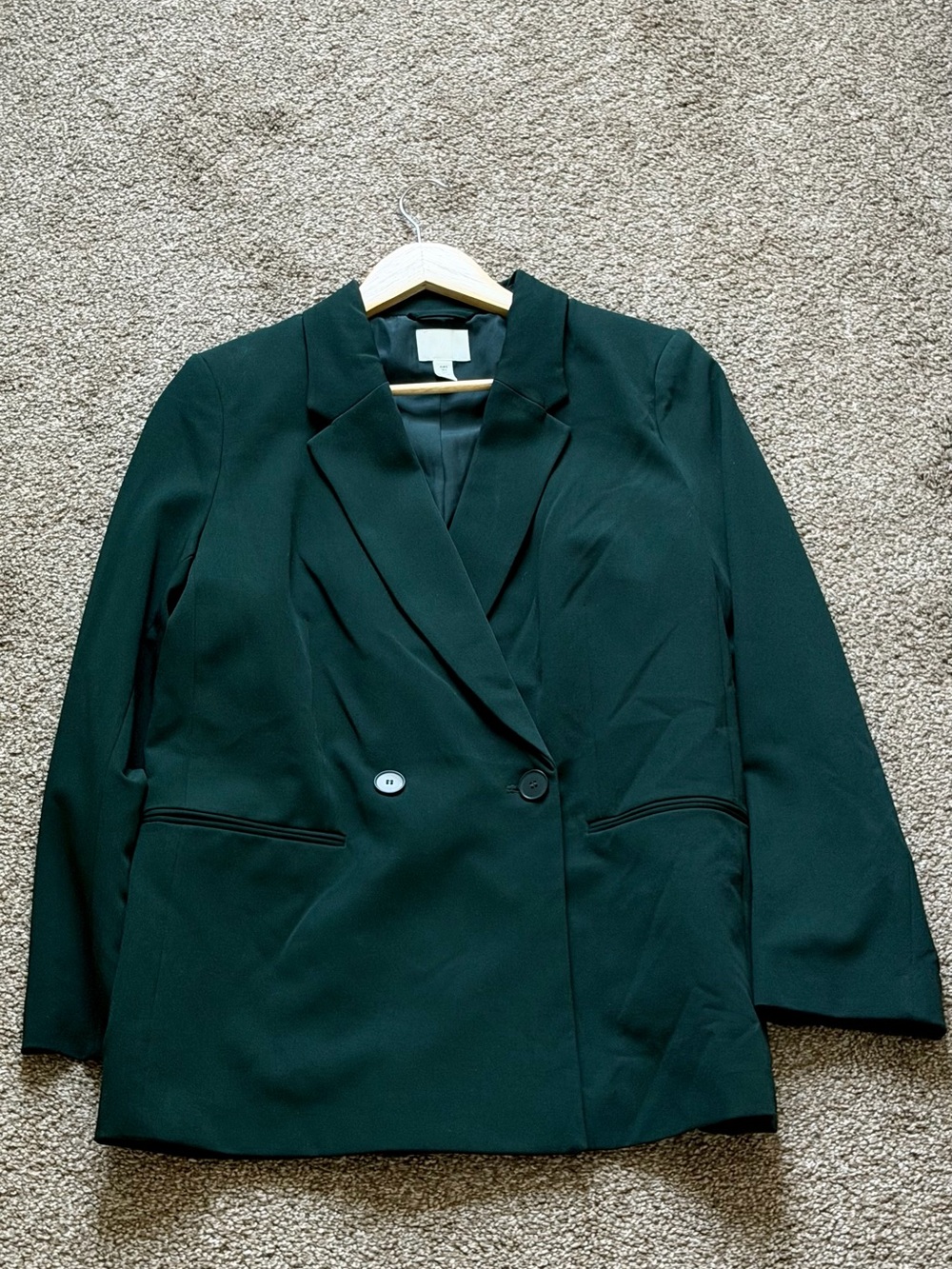 H&M Dark Green Double-Breasted Blazer